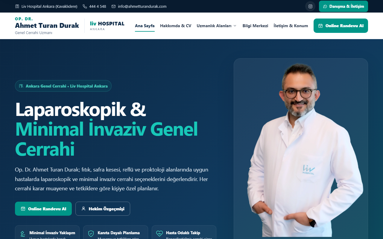 Op. Dr. Ahmet Turan Durak Canlı Web Sitesi
