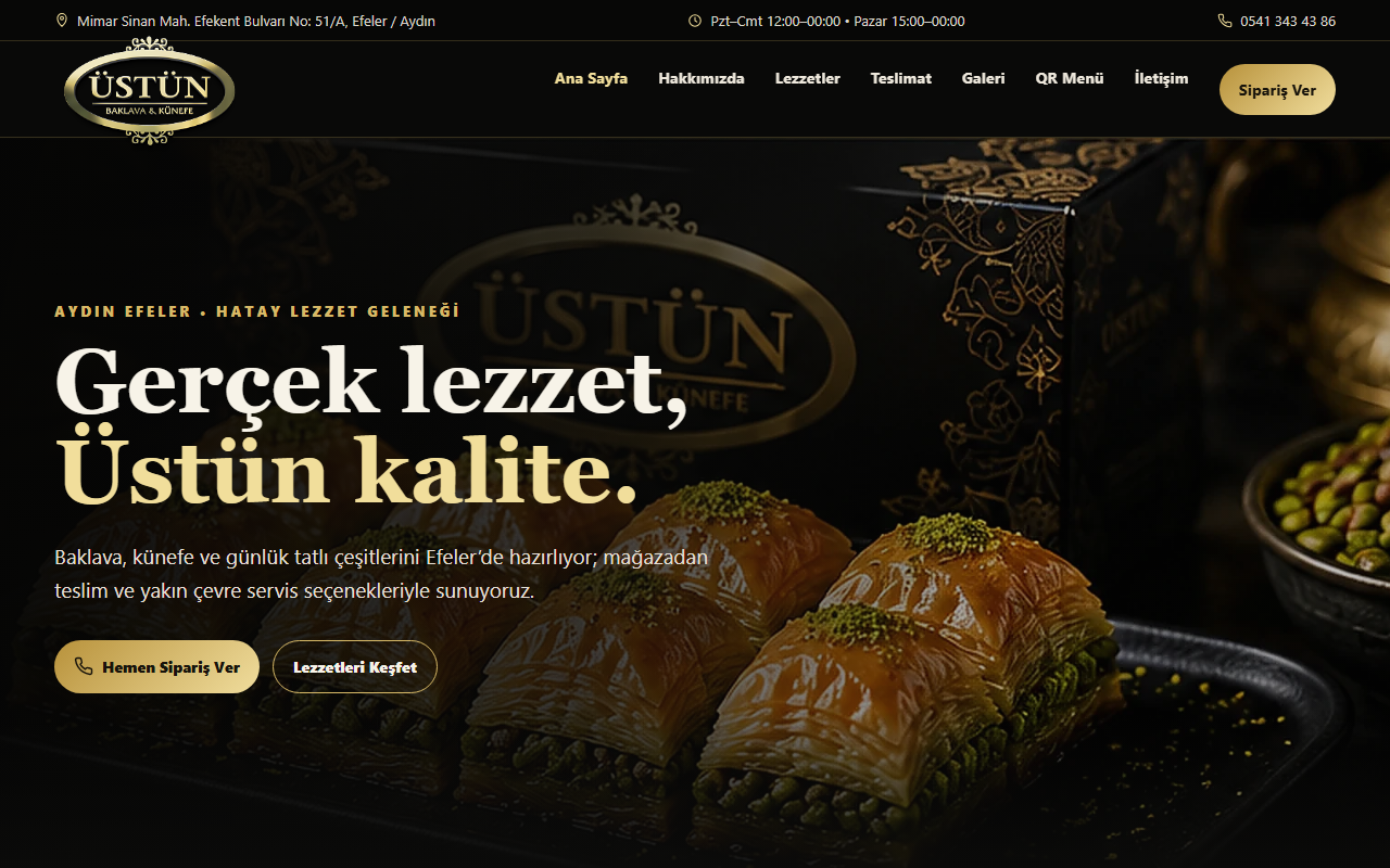 Üstün Baklava Canlı Web Sitesi