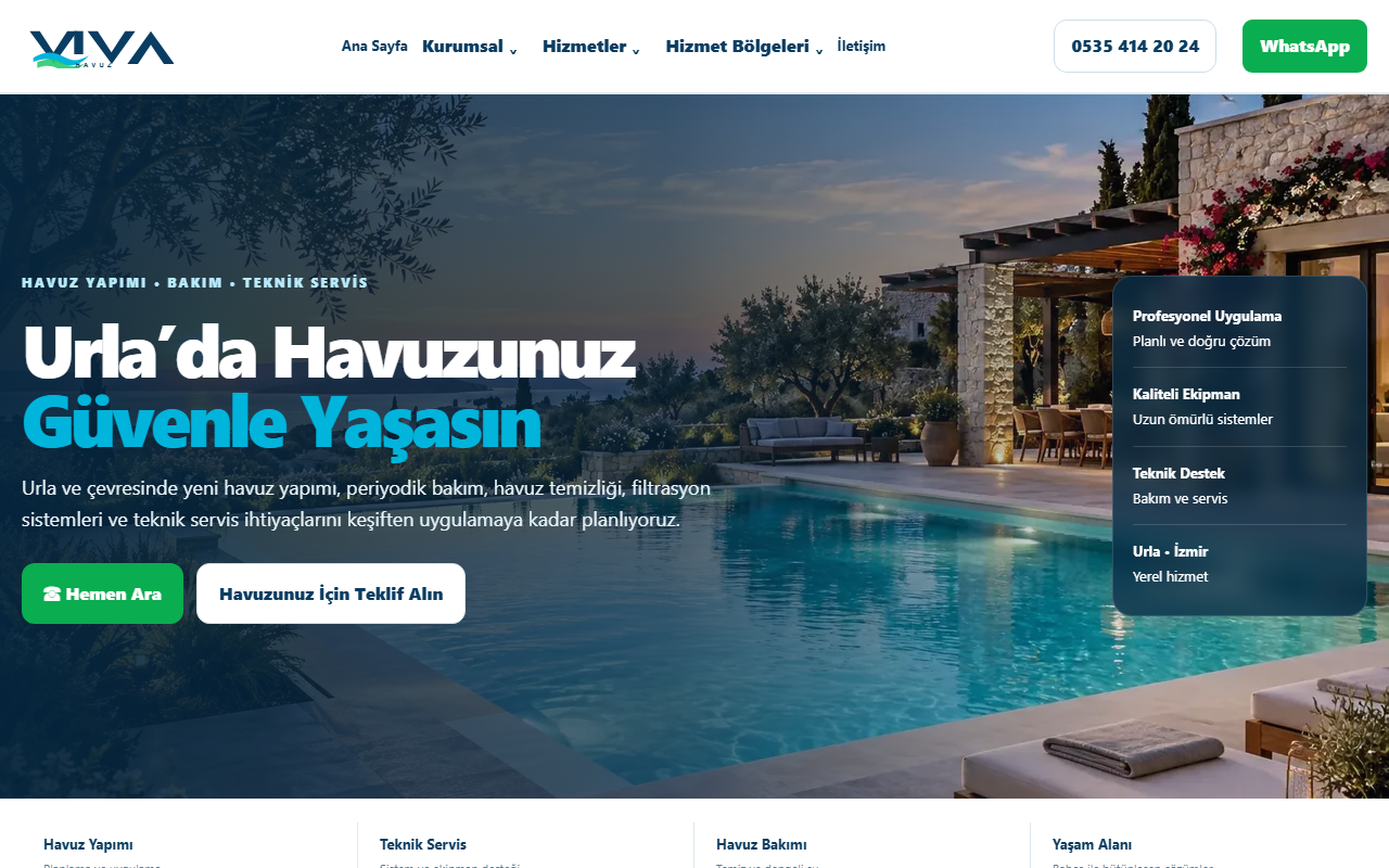 Viva Havuz Canlı Web Sitesi