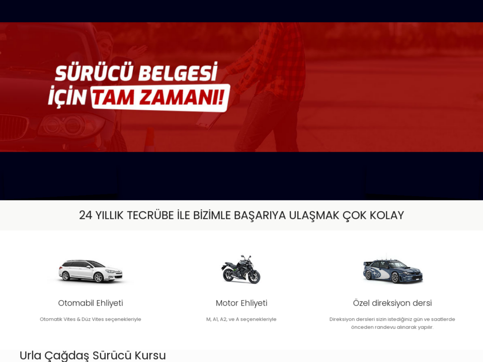 Urla Cagdas Surucu Kursu 24 YILLIK SEKTOR TECRUBESI UZMAN EGITMEN KADROSU